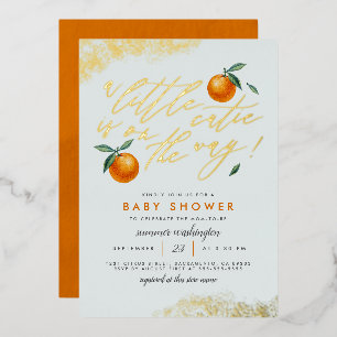 Chic Blue Eine kleine Süsse Orange Baby Dusche Folieneinladung