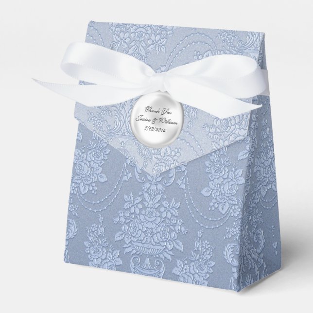 Chic Blue Fleur Damask Wedding Favor Geschenkboxen Geschenkschachtel (Vorderseite)