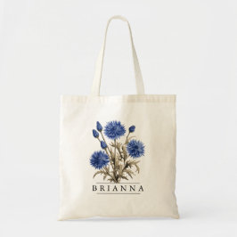 Chic Blue Floral Botanical-Personalize-Budget Tragetasche