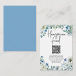 Chic Blue Floral Spring Wedding Honeymoon Fund Begleitkarte<br><div class="desc">Fröhliche weiße Blume und grüne Aquarellfarben-Blätter bilden einen wunderschönen Rahmen auf dieser hübschen Flitterwochen-Kapitän-Karte für eine Frühjahrshochzeit. Chic,  moderne handgeschriebene Schüssel mit einem schönen Blumenmuster aus Maisblume. Fügen Sie den Link Ihrer Website zum QR-Code hinzu.</div>