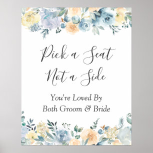 Chic Blue Floral Wedding Zeremonie Wählen Sie ein Poster