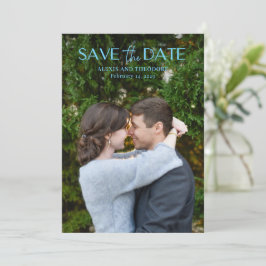 Chic Blue Foto Moderne Hochzeit Save The Date