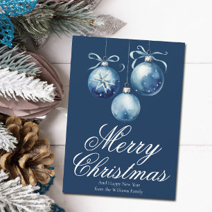 Chic Blue Frohe Weihnachtsschmuck individuell ange Feiertagskarte