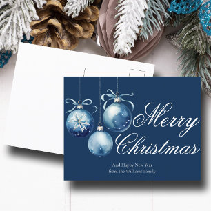 Chic Blue Frohe Weihnachtsschmuck individuell ange Feiertagspostkarte