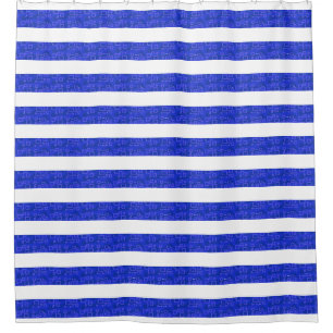 Chic Blue Geometric Stripes Duschvorhang