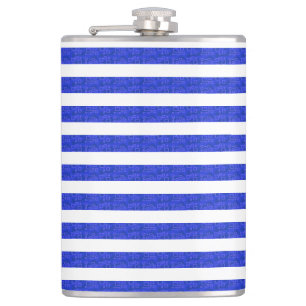 Chic Blue Geometric Stripes Flachmann