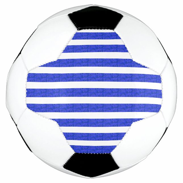 Chic Blue Geometric Stripes Fußball (Vorderseite)