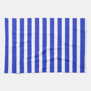 Chic Blue Geometric Stripes Geschirrtuch