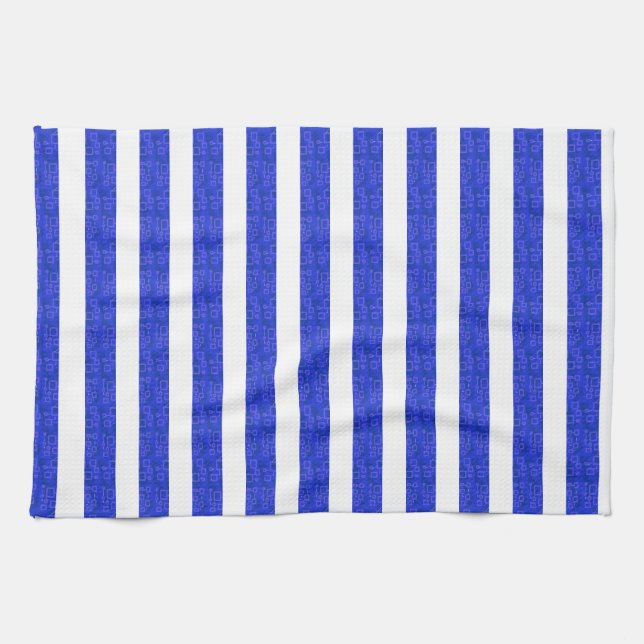 Chic Blue Geometric Stripes Geschirrtuch (Horizontal)