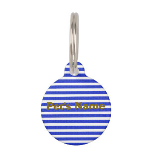 Chic Blue Geometric Stripes Haustiermarke