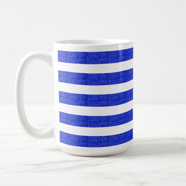 Chic Blue Geometric Stripes Kaffeetasse (Links)
