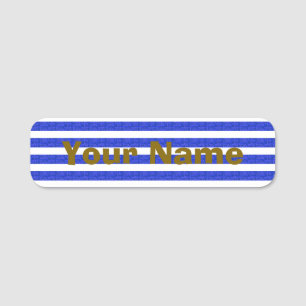 Chic Blue Geometric Stripes Namensschild