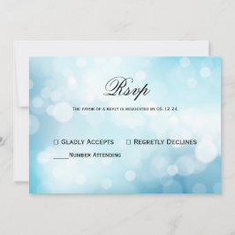 Chic Blue Glitzer Bokeh Light Wedding Rsvp Einladung