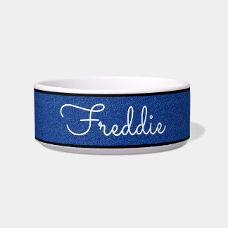 Chic Blue Glitzer Maßgeschneiderte Katzenschale Napf