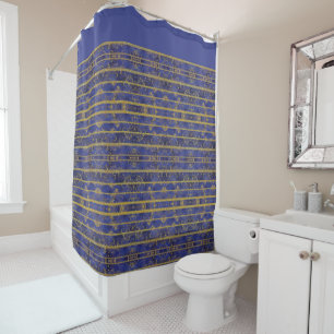 Chic Blue Gold Glitzern Duschvorhang