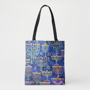 Chic Blue Gold Menorah Star von David Hanukkah