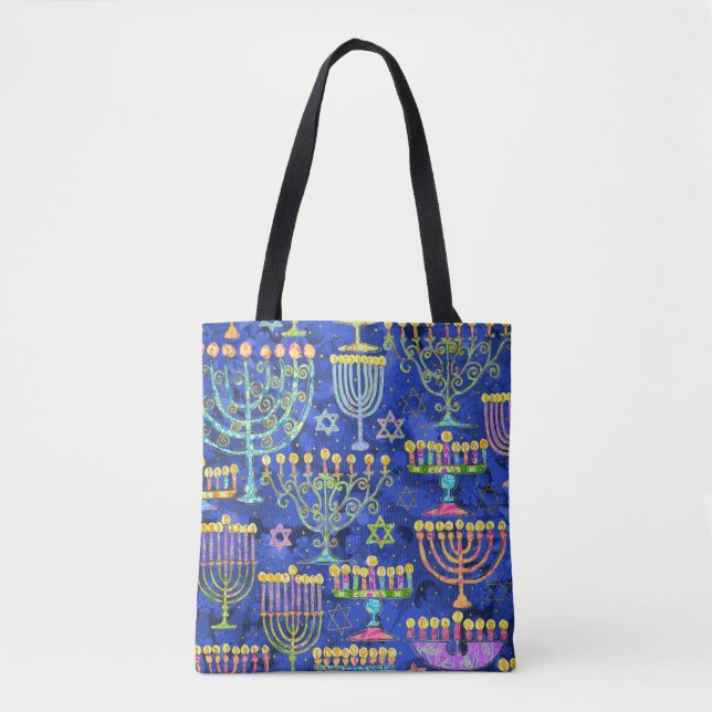 Chic Blue Gold Menorah Star von David Hanukkah (Vorderseite)