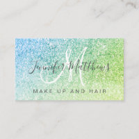 Chic Blue Green Glitzer Makeup Artist Hair Salon