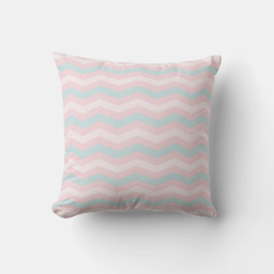 Chic Blue Green Pink Stripes Trendpastellfarben Kissen