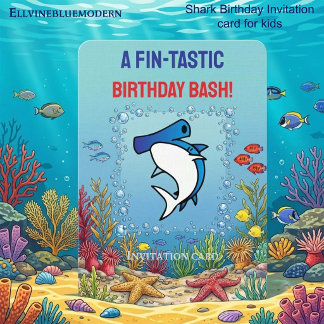 Chic Blue Hammerhai-Fintastische 10.  Einladung