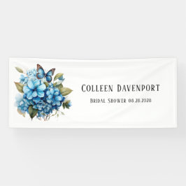 Chic Blue Hydrangea Floral Butterfly Brautparty Banner