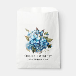 Chic Blue Hydrangea Floral Butterfly Brautparty Geschenktütchen