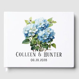 Chic Blue Hydrangea Floral Wedding Gästebuch