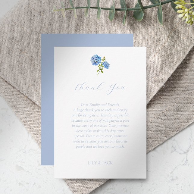 Chic Blue Hydrangea Wedding Dankeschön Card Dankeskarte (Von Creator hochgeladen)