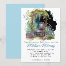 Chic Blue & Lila Floral Garden Sessel Babydusche