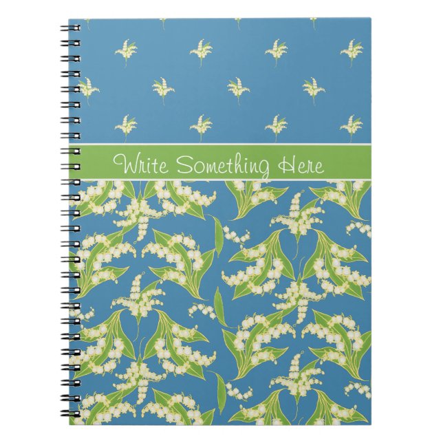 Chic Blue Lily-of-the-Vally Floral Spiral Notebook Notizblock (Vorderseite)
