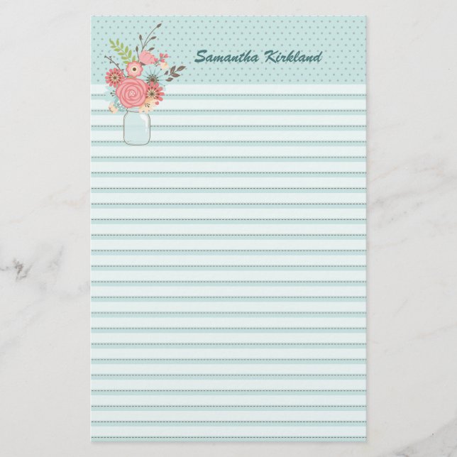 Chic Blue Lined Custom Stationery Briefpapier (Vorderseite)