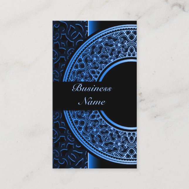 Chic Blue Medallion Business Card 4 Visitenkarte (Vorderseite)