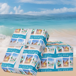 Chic Blue Mele Kalikimaka Beach Foto Weihnachten Geschenkpapier