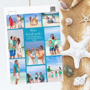 Chic Blue Mele Kalikimaka Foto Collage Beach Feiertagspostkarte