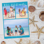 Chic Blue Mele Kalikimaka Foto Collage Weihnachten<br><div class="desc">Chic blau individualisierbare Beach Family Foto Collage Weihnachtskarte mit Ihren Lieblings-tropischen Fotos in der Sonne. Fügen Sie 3 Ihrer Lieblings-Erinnerungen aus Ihrem Inselurlaub an die Küste. Schöne Küsten-Urlaubskarten mit einem sauberen,  modernen Fotolayout und hübscher weißer Schrift.</div>