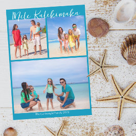 Chic Blue Mele Kalikimaka Foto Collage Weihnachten