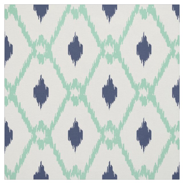 Chic Blue Minze Tribal Diamant Muster Stoff (Muster)
