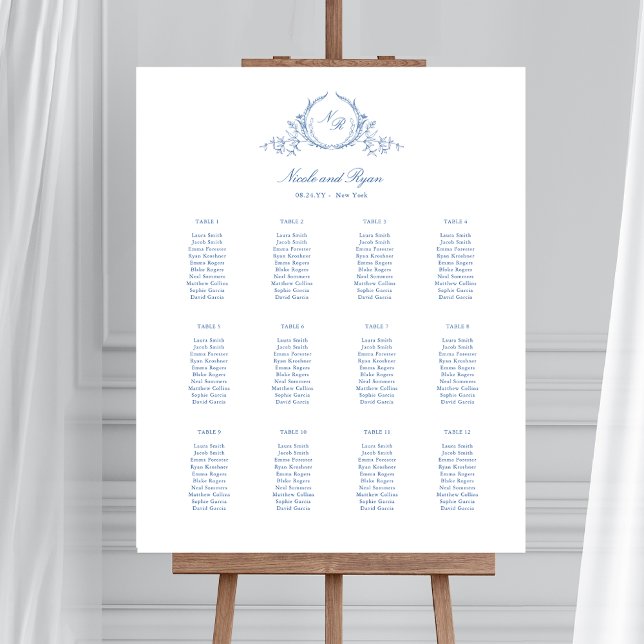 Chic Blue Mit Monogramm Hochzeitssymbol Poster (Von Creator hochgeladen)
