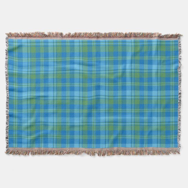 Chic Blue Morning Glory Kariert Throw Blanket Decke (Vorderseite)