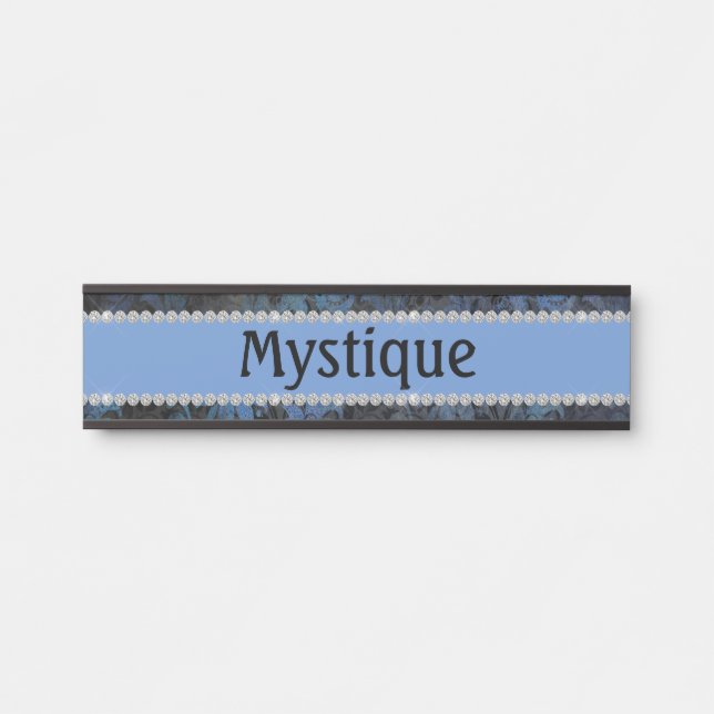 Chic Blue Paisley Diamond Custom Horst Stall Türschild (Vorderseite )