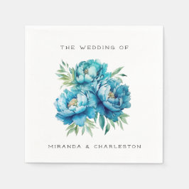 Chic Blue Peony Blume Wedding Serviette