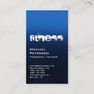 Chic Blue Personal Trainer Fitness Business Card Visitenkarte
