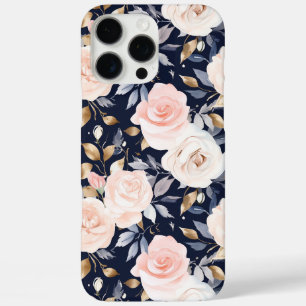 Chic Blue Pink Abstrakt Floral iPhone 16 Pro Max Hülle