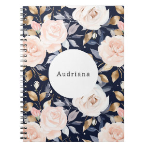 Chic Blue Pink Abstrakt Floral Notizblock