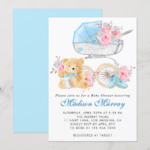 Chic Blue & Pink Blütenrolle Pram Babydusche