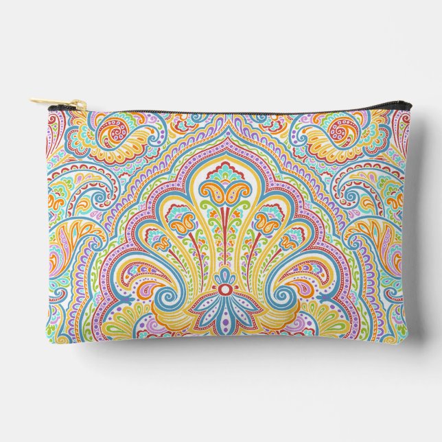 Chic Blue Pink Lila Orange Paisley Pattern Zubehörtasche (Vorderseite)