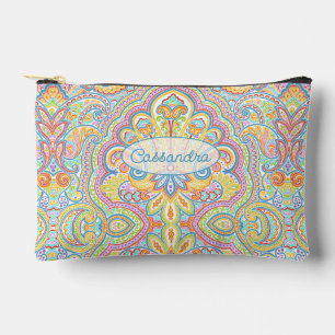 Chic Blue Pink Lila Orange Paisley Pattern Zubehörtasche