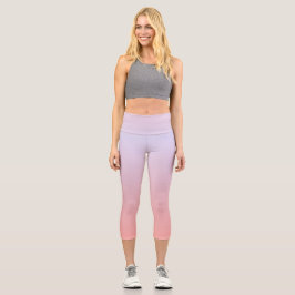 Chic Blue Pink und Coral peach Ombre soft Gradient Capri Leggings