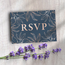Chic Blue & Rose Gold Foliage UAWG QR Code Wedding