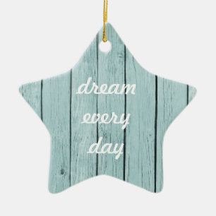 Chic Blue Rustic Wood Keramikornament